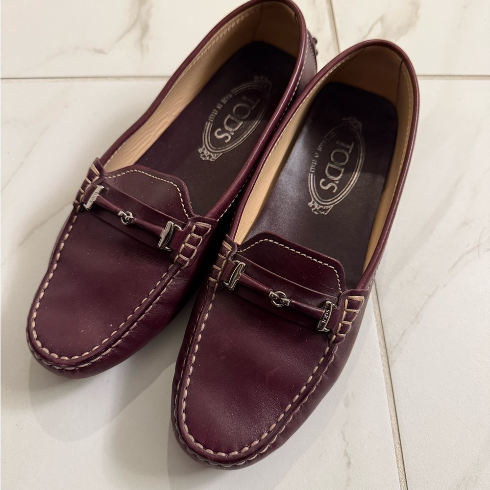 Tod's Deep Burgundy Slip-On Loafers